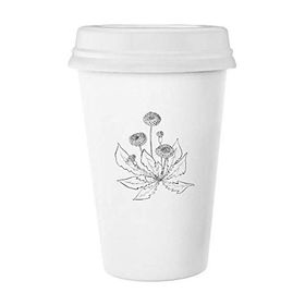 Dıythinker 350 ml Karahindiba Çiçek Açan Siyah Beyaz Çiçekler Klasik Kupa