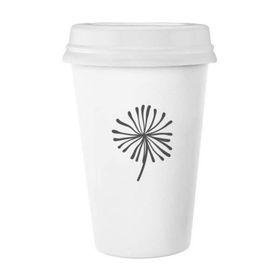 Dıythinker 350 ml Karahindiba Çiçek Bitki Silüeti Klasik Kupa Beyaz Çömlekçilik Seramik Kupa