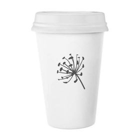 Dıythinker 350 ml Karahindiba Çiçek Bitki Silüeti Klasik Kupa Beyaz Çömlekçilik Seramik Kupa