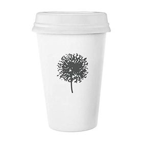 Dıythinker 350 ml Karahindiba Çiçek Bitki Silüeti Klasik Kupa Beyaz Çömlekçilik Seramik Kupa