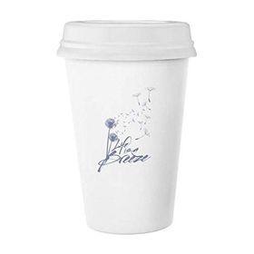 Dıythinker 350 ml Karahindiba Çiçekleri Bitkiler İllüstrasyon Klasik Kupa Beyaz Çömlekçilik Seramik Kupa