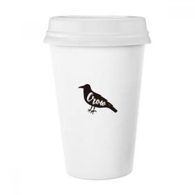 Dıythinker 350 ml Karga Siyah ve Beyaz Hayvan Klasik Kupa Beyaz Çömlekçilik Seramik Kupa