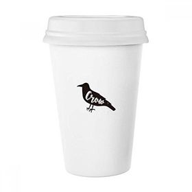 Dıythinker 350 ml Karga Siyah ve Beyaz Hayvan Klasik Kupa Beyaz Çömlekçilik Seramik Kupa