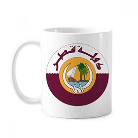 Dıythinker 350 ml Katar Asya Ulusal Amblemi Klasik Kupa Beyaz Çömlekçilik Seramik Kupa