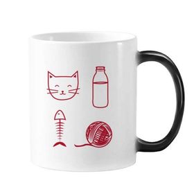 Dıythinker 350 ml Kedi Balık Kemik Örgü Yün Top Şişe Hayvan Değişen Renk Kupa