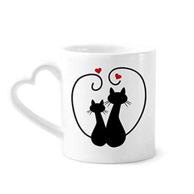 Dıythinker 350 ml Kedi Severler Sihouette Hayvan Sevgililer Günü Kupaları Seramik Kupa