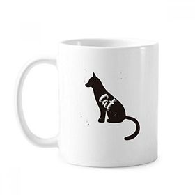 Dıythinker 350 ml Kedi Siyah ve Beyaz Hayvan Klasik Kupa
