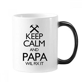 Dıythinker 350 ml Keep Calm And Papa Wil Fix It Alıntı Değişen Renk Kupa
