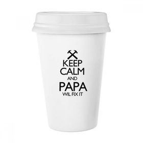 Dıythinker 350 ml Keep Calm And Papa Wil Fix It Alıntı Klasik Kupa