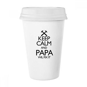 Dıythinker 350 ml Keep Calm And Papa Wil Fix It Alıntı Klasik Kupa
