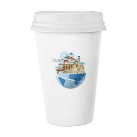 Dıythinker 350 ml Kent Simgesi Küresel Seyahat Seyahati Yunanistan Ege Deniz Uçakı Klasik Kupa