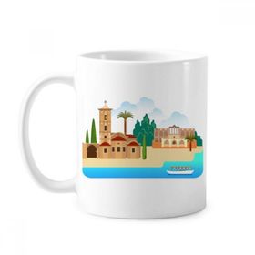 Dıythinker 350 ml Kıbrıs Ulusal Kent Simgesi İnşaat Klasik Kupa Beyaz Çömlekçilik Seramik Kupa