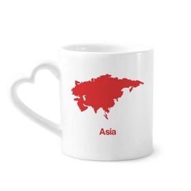 Dıythinker 350 ml Kırmızı Asya İllüstrasyon Harita Desenli Kupaları Seramik Kupa