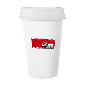 Dıythinker 350 ml Kırmızı Bayrak Erkek Kadın Kalem İllüstrasyon Klasik Kupa