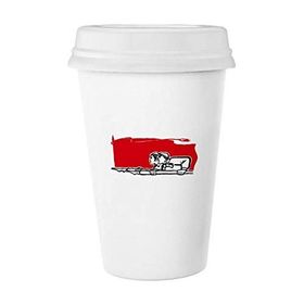Dıythinker 350 ml Kırmızı Bayrak Erkek Kadın Kalem İllüstrasyon Klasik Kupa
