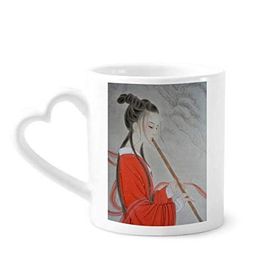 Dıythinker 350 ml Kırmızı Güzellik Flüt Çin Resim Kupaları Seramik Kupa