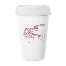 Dıythinker 350 ml Kırmızı Harika Duvar Deseni Çin Klasik Kupa Beyaz Çömlekçilik Seramik Kupa