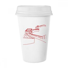 Dıythinker 350 ml Kırmızı Harika Duvar Deseni Çin Klasik Kupa Beyaz Çömlekçilik Seramik Kupa