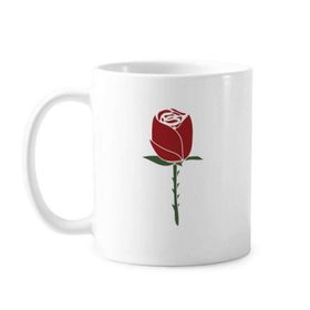 Dıythinker 350 ml Kırmızı Karanfil Çiçek Bitki Desenli Klasik Beyaz Çömlekçilik Seramik Saplı Kupa
