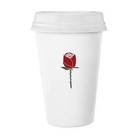Dıythinker 350 ml Kırmızı Karanfil Çiçek Bitki Desenli Klasik Kupa Beyaz Çömlekçilik Seramik Kupa