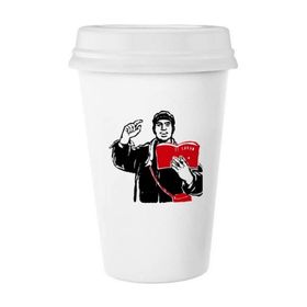 Dıythinker 350 ml Kırmızı Kitap Sırt Çantası Şapka Çalışma Çin Kırmızı Klasik Kupa Beyaz Çömlekçilik Seramik Kupa