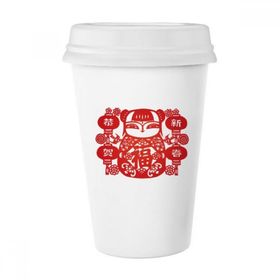 Dıythinker 350 ml Kırmızı Kız Kağıt Kesim Çiçek Fener Klasik Kupa Beyaz Çömlekçilik Seramik Kupa