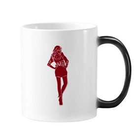 Dıythinker 350 ml Kırmızı Moda Güzellik Kadın Renk Değiştiren Kupa
