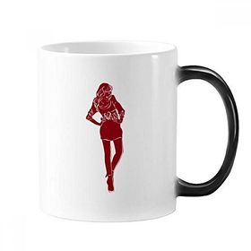 Dıythinker 350 ml Kırmızı Moda Güzellik Kadın Renk Değiştiren Kupa