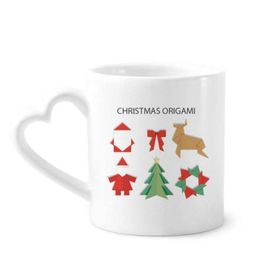 Dıythinker 350 ml Kırmızı Soyut Noel Origami Desenli Kupaları Seramik Kupa