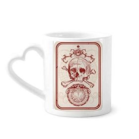 Dıythinker 350 ml Kırmızı Taç İskelet Poker Kartı Desenli Kupaları Seramik Kupa