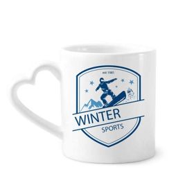 Dıythinker 350 ml Kış Sporları Kar Dağ İllüstrasyon Kupaları Seramik Kupa