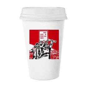Dıythinker 350 ml Kitap Kağıdı Kırmızı Başkan Mao Kitleleri Klasik Kupa Beyaz Çömlekçilik Seramik Kupa