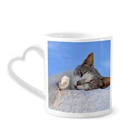 Dıythinker 350 ml Kitty Cat Pet Relax Sleep Animal Sevimli Kupaları Seramik Kupa