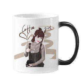 Dıythinker 350 ml Kız Figür Sanat Tasarım İllüstrasyon Renk Değiştiren Kupa