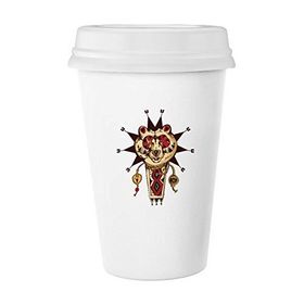 Dıythinker 350 ml Kızılderili Kızılderili Ayı Totem Ulusal Kurban Klasik Beyaz Çömlek Seramik Kupa
