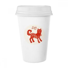 Dıythinker 350 ml Köpek Yılı Hayvan Çin Zodyak Kırmızı Klasik Kupa Beyaz Çömlekçilik Seramik Kupa