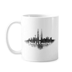 Dıythinker 350 ml Kuala Lumpur Malezya Mürekkep Şehir Klasik Kupa Beyaz Çömlekçilik Seramik Kupa