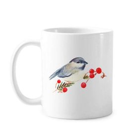 Dıythinker 350 ml Kuş Hayvan Magpie Grayhead Klasik Beyaz Çömlekçilik Seramik Saplı Kupa