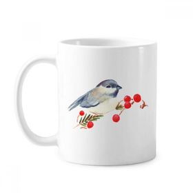 Dıythinker 350 ml Kuş Hayvan Magpie Grayhead Klasik Beyaz Çömlekçilik Seramik Saplı Kupa