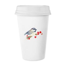 Dıythinker 350 ml Kuş Hayvan Magpie Grayhead Klasik Kupa Beyaz Çömlekçilik Seramik Kupa