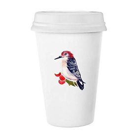 Dıythinker 350 ml Kuş Hayvan Magpie Redhead Klasik Kupa Beyaz Çömlekçilik Seramik Kupa