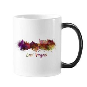 Dıythinker 350 ml Las Vegas Amerika Country City Suluboya İllüstrasyon Değişen Renk Kupa