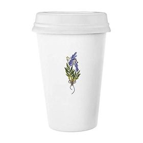 Dıythinker 350 ml Lavanta Çiçek Bitki Mavi Klasik Kupa