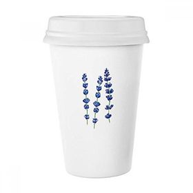 Dıythinker 350 ml Lavanta Çiçek Bitki Mavi Klasik Kupa
