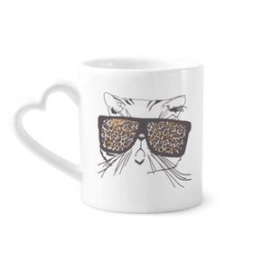 Dıythinker 350 ml Leopar Baskı Güneş Gözlüğü Kedi Kafası Hayvan Kupaları Seramik Kupa