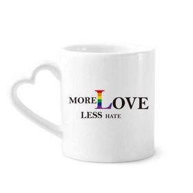 Dıythinker 350 ml LGBT Gökkuşağı Bayrağı More Love Less Hate Kupaları Seramik Kupa