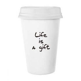Dıythinker 350 ml Life Is A Gift İlham Verici Alıntı Sözler Klasik Kupa