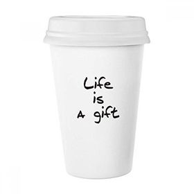 Dıythinker 350 ml Life Is A Gift İlham Verici Alıntı Sözler Klasik Kupa