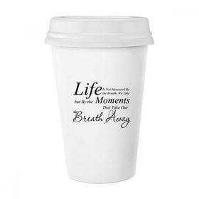 Dıythinker 350 ml Life Moments Breath Alıntı Klasik Kupa Beyaz Çömlekçilik Seramik Kupa