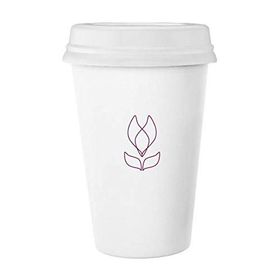 Dıythinker 350 ml Line Çiçek Bitki Çiçek Desenli Klasik Kupa Beyaz Çömlekçilik Seramik Kupa